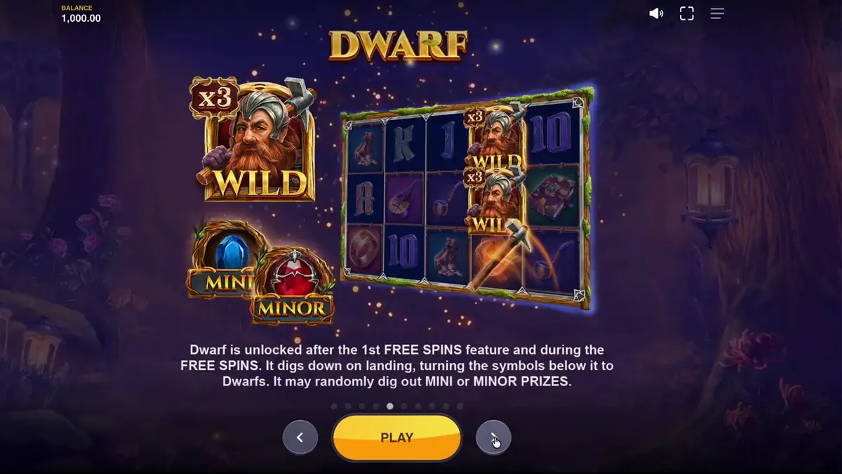 Pemandangan hutan mistis dalam slot Land of Riches